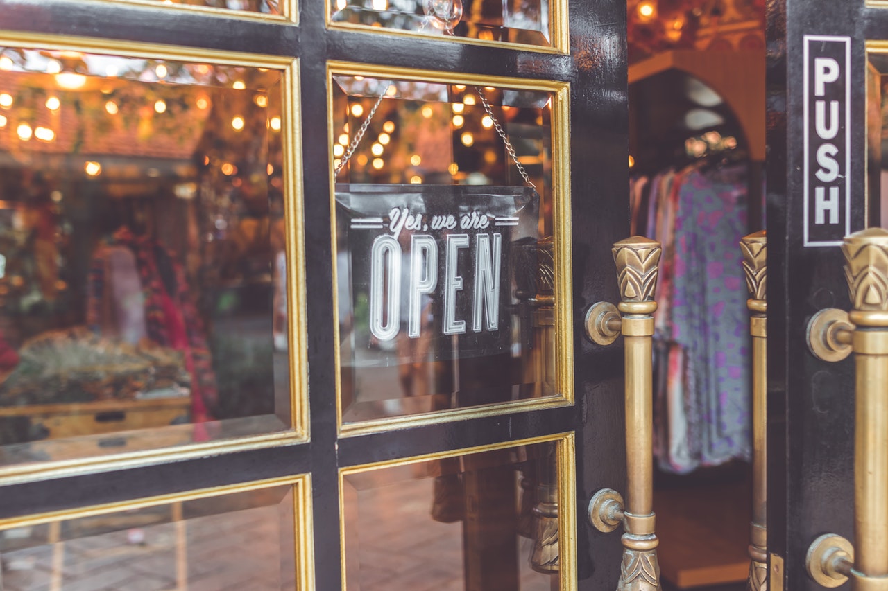 open sign in a window